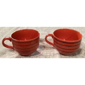 Pier 1 One Jumbo Oversized Coffee Mugs Cups Orange Set of 2 Germany